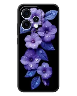 Чехол для OPPO Reno 15 с картинкой «Фиолетовые цветы с росою»