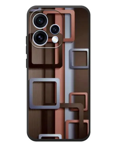 Чехол для OPPO Reno 15 с картинкой «Коричневые объемные квадраты»