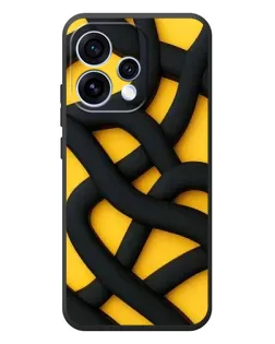 Чехол для OPPO Reno 15 с картинкой «Черное желтое переплетение»