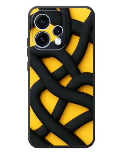 Чехол для OPPO Reno 15 с картинкой «Черное желтое переплетение»