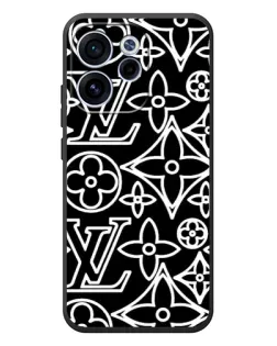 Чехол для OPPO Reno 15F с картинкой «Черно-белый узор LV»