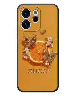 Чехол для OPPO Reno 15F с картинкой «Gucci — золотые бабочки»