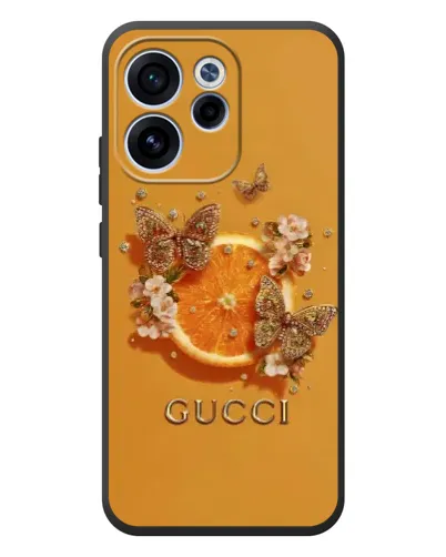 Чехол для OPPO Reno 15F с картинкой «Gucci — золотые бабочки» Чехол для OPPO Reno 15F с картинкой «Gucci — золотые бабочки»