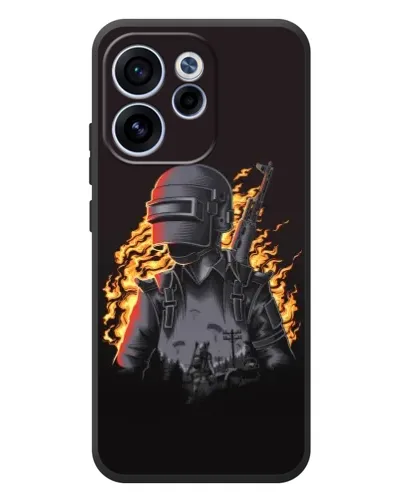 Чехол для OPPO Reno 15F с картинкой «PUBG — огненный силуэт»
