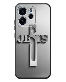 Чехол для OPPO Reno 15F с картинкой «Металлический крест Jesus»
