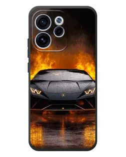 Чехол для OPPO Reno 15F с картинкой «Lamborghini в огне»