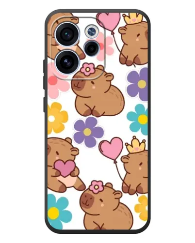 Чехол для OPPO Reno 15F с картинкой «Цветочный паттерн капибар»