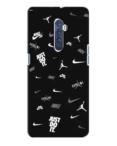 Чехол для OPPO Reno 2 с картинкой «Nike Black Pattern»