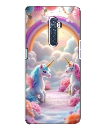 Чехол для OPPO Reno 2 с картинкой «Радуга и единороги»