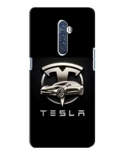 Чехол для OPPO Reno 2 с картинкой «Tesla — серебристое авто»