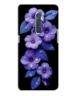 Чехол для OPPO Reno 2 с картинкой «Фиолетовые цветы с росою»