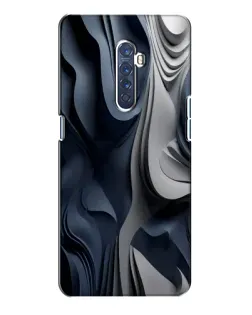 Чехол для OPPO Reno 2 с картинкой «Объемные синие складки»