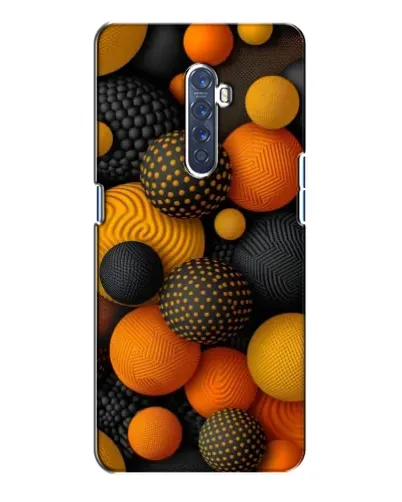 Чехол для OPPO Reno 2 с картинкой «Объемные оранжевые сферы»