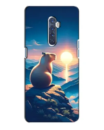 Чехол для OPPO Reno 2 с картинкой «Закат солнца с капибарой»