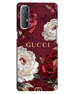 Чехол для OPPO Reno 3 Pro с картинкой «Gucci — бордовые розы»