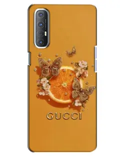 Чехол для OPPO Reno 3 Pro с картинкой «Gucci — золотые бабочки»