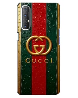 Чехол для OPPO Reno 3 Pro с картинкой «Gucci — фирменная полоса и золото»
