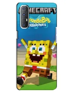 Чехол для OPPO Reno 3 Pro с картинкой «Губка Боб Minecraft»