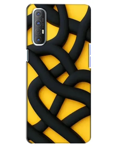 Чехол для OPPO Reno 3 Pro с картинкой «Черное желтое переплетение»