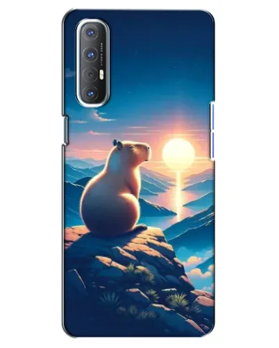 Чехол для OPPO Reno 3 Pro с картинкой «Закат солнца с капибарой»