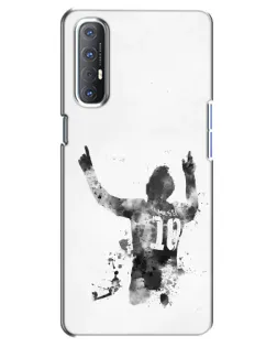 Чохол для OPPO Reno 3 Pro з картинкою «Чорно-білий силует Мессі»