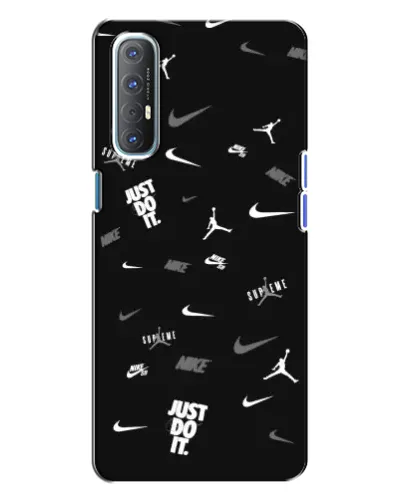Чехол для OPPO Reno 3 с картинкой «Nike Black Pattern»