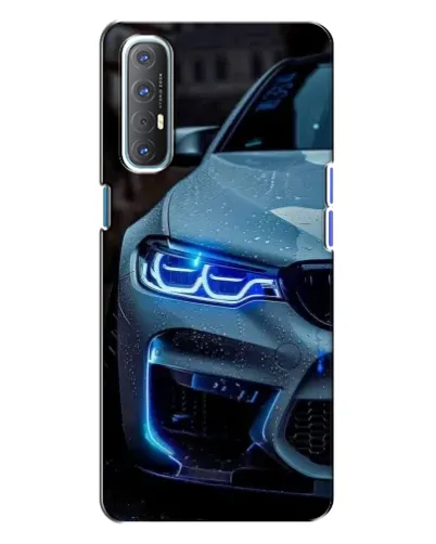 Чехол для OPPO Reno 3 с картинкой «Взгляд BMW с синими фарами»