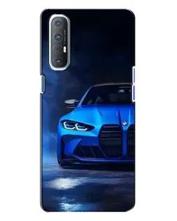 Чехол для OPPO Reno 3 с картинкой «Голубая BMW M4»