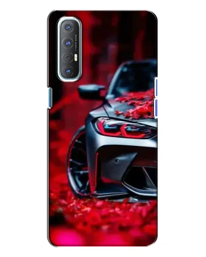 Чехол для OPPO Reno 3 с картинкой «Спортивная BMW и цветы»
