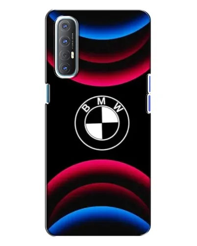 Чехол для OPPO Reno 3 с картинкой «Логотип BMW и неоновые дуги»