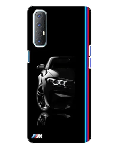 Чехол для OPPO Reno 3 с картинкой «Силуэт BMW в темноте»