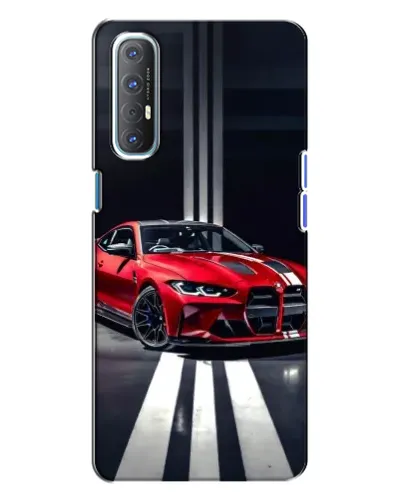 Чехол для OPPO Reno 3 с картинкой «Красная BMW на дороге»