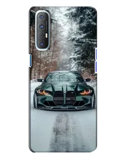 Чехол для OPPO Reno 3 с картинкой «BMW в зимнем лесу»