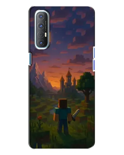 Чехол для OPPO Reno 3 с картинкой «Стив у башни» Чехол для OPPO Reno 3 с картинкой «Стив у башни»
