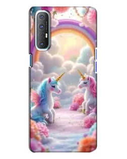 Чехол для OPPO Reno 3 с картинкой «Радуга и единороги» Чехол для OPPO Reno 3 с картинкой «Радуга и единороги»
