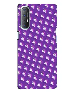 Чехол для OPPO Reno 3 с картинкой «Единороги на фиолетовом»