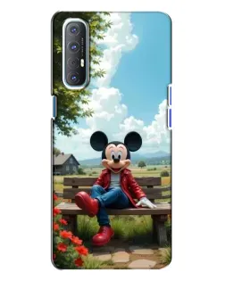 Чехол для OPPO Reno 3 с картинкой «Микки на скамейке»