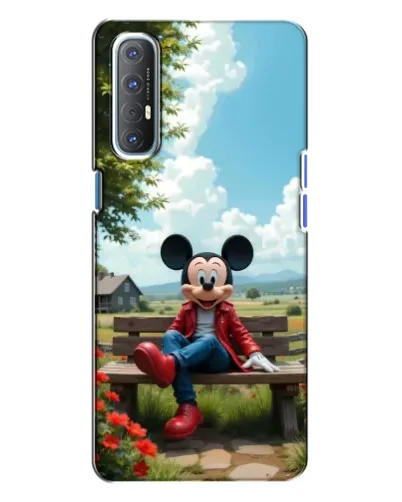 Чехол для OPPO Reno 3 с картинкой «Микки на скамейке»