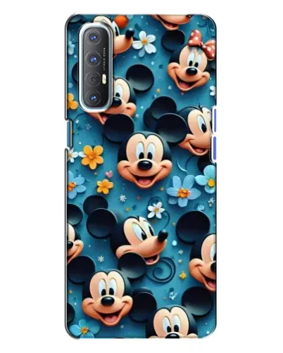 Чехол для OPPO Reno 3 с картинкой «Паттерн Микки и Минни»