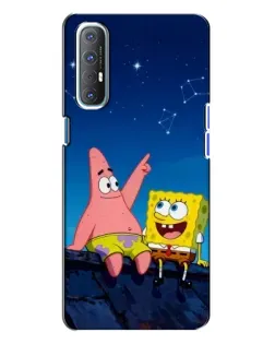 Чехол для OPPO Reno 3 с картинкой «Губка Боб и Патрик ночью»