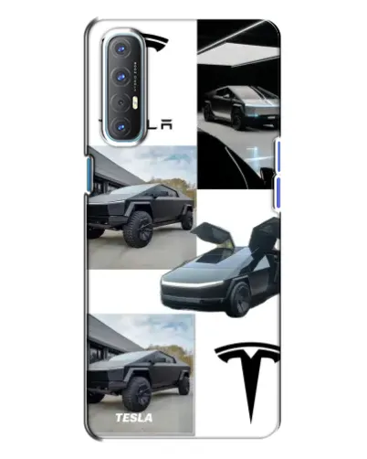 Чехол для OPPO Reno 3 с картинкой «Коллаж Cybertruck Tesla»