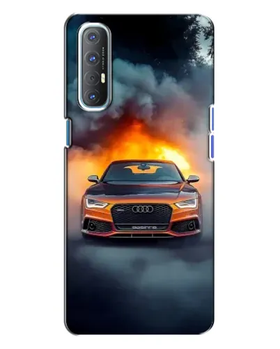 Чехол для OPPO Reno 3 с картинкой «Audi в огненном дыму» Чехол для OPPO Reno 3 с картинкой «Audi в огненном дыму»