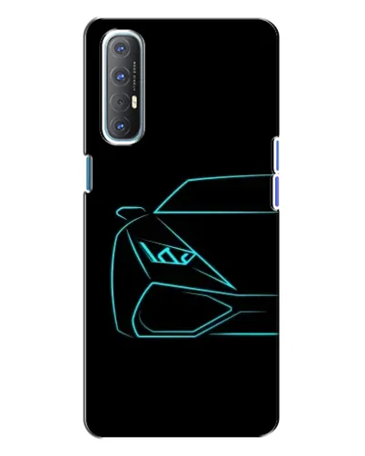 Чехол для OPPO Reno 3 с картинкой «Голубой силуэт Lamborghini»