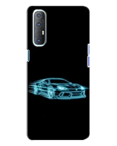 Чехол для OPPO Reno 3 с картинкой «Неоновый контур Lamborghini»