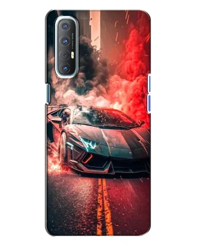 Чехол для OPPO Reno 3 с картинкой «Lamborghini красный дым»