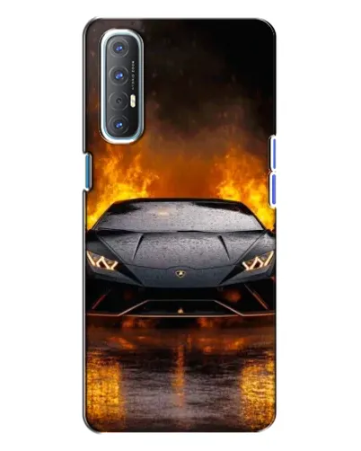 Чехол для OPPO Reno 3 с картинкой «Lamborghini в огне»