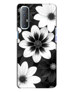 Чехол для OPPO Reno 3 с картинкой «Монохромные астры»