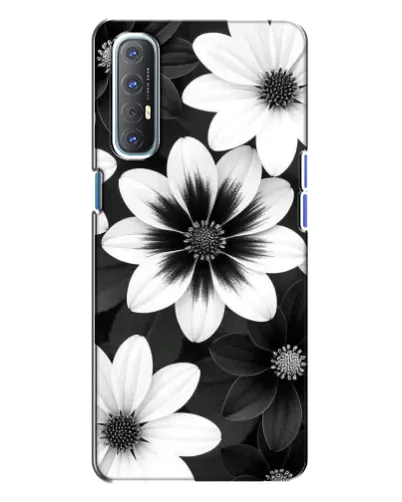 Чехол для OPPO Reno 3 с картинкой «Монохромные астры»