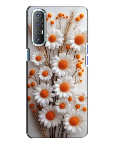 Чехол для OPPO Reno 3 с картинкой «Белые сухоцветы»
