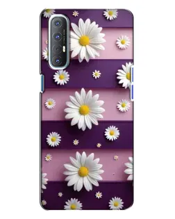 Чехол для OPPO Reno 3 с картинкой «Ромашки на фиолетовом»